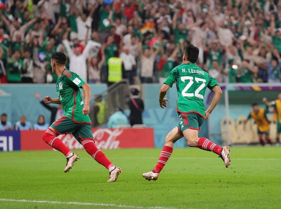 Saudi Arabia v Mexico 2022 FIFA World Cup, WM, Weltmeisterschaft, Fussball Hirving Lozano celebrates after scoring Mexicos third goal before it was ruled out for offside during the 2022 FIFA World Cup Group C match at Lusail Stadium, Lusail Content Not Available For UK Newspapers Copyright: xPaulxChestertonx FIL-17655-0143 UK Newspapers OUT