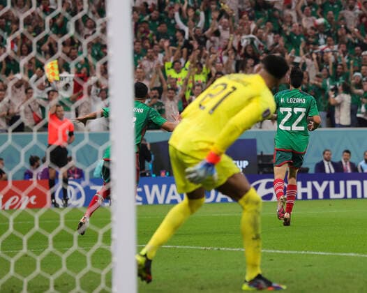 Saudi Arabia v Mexico 2022 FIFA World Cup, WM, Weltmeisterschaft, Fussball Hirving Lozano celebrates after scoring Mexicos third goal before it was ruled out for offside during the 2022 FIFA World Cup Group C match at Lusail Stadium, Lusail Content Not Available For UK Newspapers Copyright: xPaulxChestertonx FIL-17655-0144 UK Newspapers OUT