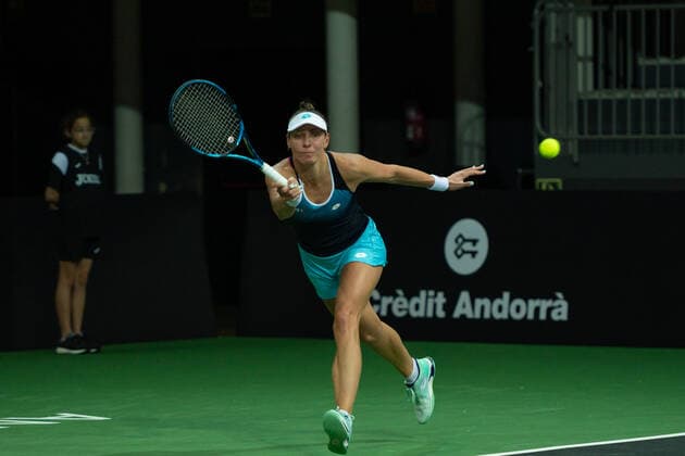 Credit Andorra Open 2022 - WTA, Tennis Damen 125 Yanina Wickmayer of Belgium in action against Alison van Uytvanck of Belgium during the Credit Andorra Open Women s Tennis Association (WTA) tennis tournament at the Poliesportiu d Andorra in Andorra La Vella, Andorra on November 29, 2022 Andorra La Vella, Andorra  Copyright: xMartinxSilvaxCosentinox originalFilename:silvacosentino-yaninawi221129_npVsF.jpg