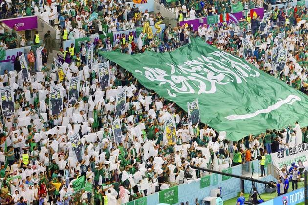 Football World Cup in Qatar Saudi Arabia fans fill the stands before a World Cup Group C football match between Saudi Arabia and Mexico at Lusail Stadium in Lusail, Qatar on Nov. 30, 2022.  A14AA0001367610P 