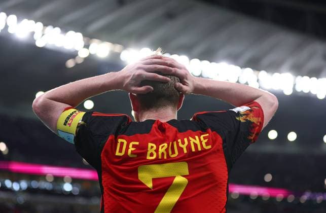 Al Rayyan, Qatar, 1st December 2022. Kevin De Bruyne of Belgium reacts during the FIFA World Cup, WM, Weltmeisterschaft, Fussball 2022 match at Ahmad bin Ali Stadium, Al Rayyan. Picture credit should read: David Klein Sportimage EDITORIAL USE ONLY. No use with unauthorised audio, video, data, fixture lists, club league logos or live services. Online in-match use limited to 120 images, no video emulation. No use in betting, games or single club league player publications. SPI-2076-0082