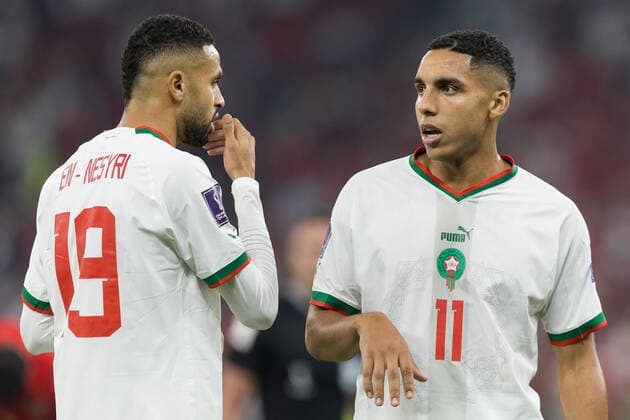 Canada v Morocco - FIFA World Cup, WM, Weltmeisterschaft, Fussball 2022, Group F Youssef En-Nesyri , Abdelhamid Sabiri during the World Cup match between Canada vs Morocco in Doha, Qatar, on December 1, 2022. Doha Qatar  Copyright: xFotoxOlimpikx originalFilename:jastrzebowski-canadavs221201_npo57.jpg