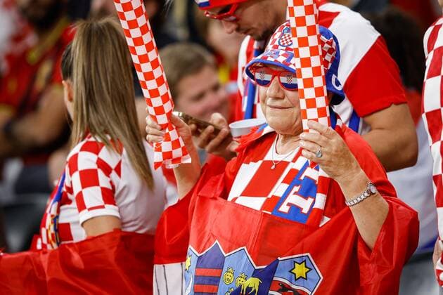 Croatia vs Belgium AL-RAYYAN, AR - 01.12.2022: CROATIA VS BELGIUM - Croatia fans during the match between Croatia and Belgium, valid for the group stage of the World Cup, held at the Ahmed bin Ali Stadium in Al-Rayyan, Qatar. (Photo: Rodolfo Buhrer La Imagem Fotoarena) x2303481x  RodolfoxBuhrer