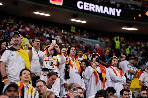 AL KHOR, QATAR - DECEMBER 1: Fans and supporters of Germany prior to the Group E - FIFA World Cup, WM, Weltmeisterschaft, Fussball Qatar 2022 match between Costa Rica and Germany at the Al Bayt Stadium on December 1, 2022 in Al Khor, Qatar  Copyright: xEibner-PressefotoxInternational PabloxMoranox EP_BSR 221201_EP_GER_BSR0006
