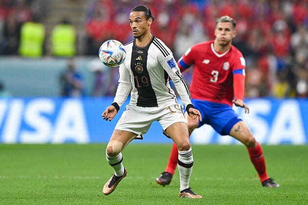 AL KHOR, QATAR - DECEMBER 1: Leroy Sane of Germany controlls the ball during the Group E - FIFA World Cup, WM, Weltmeisterschaft, Fussball Qatar 2022 match between Costa Rica and Germany at the Al Bayt Stadium on December 1, 2022 in Al Khor, Qatar  Copyright: xEibner-PressefotoxInternational PabloxMoranox EP_BSR 221201_EP_GER_BSR0040