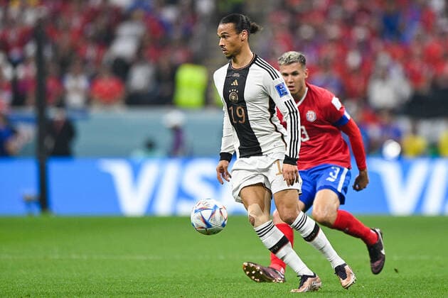 AL KHOR, QATAR - DECEMBER 1: Leroy Sane of Germany runs with the ball during the Group E - FIFA World Cup, WM, Weltmeisterschaft, Fussball Qatar 2022 match between Costa Rica and Germany at the Al Bayt Stadium on December 1, 2022 in Al Khor, Qatar  Copyright: xEibner-PressefotoxInternational PabloxMoranox EP_BSR 221201_EP_GER_BSR0043