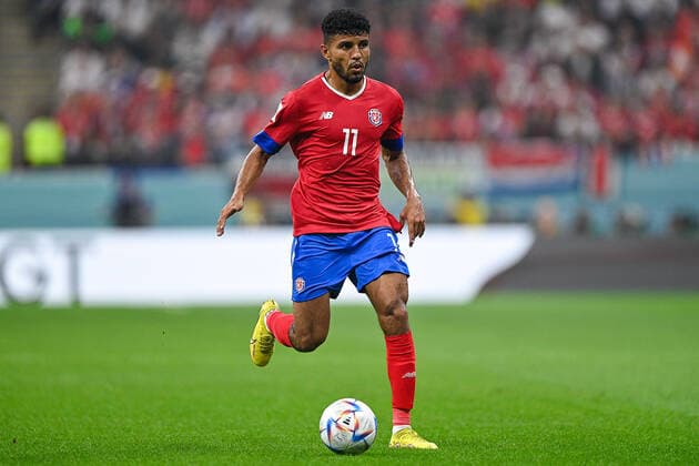 AL KHOR, QATAR - DECEMBER 1: Johan Venegas of Costa Rica runs with the ball during the Group E - FIFA World Cup, WM, Weltmeisterschaft, Fussball Qatar 2022 match between Costa Rica and Germany at the Al Bayt Stadium on December 1, 2022 in Al Khor, Qatar  Copyright: xEibner-PressefotoxInternational PabloxMoranox EP_BSR 221201_EP_GER_BSR0048
