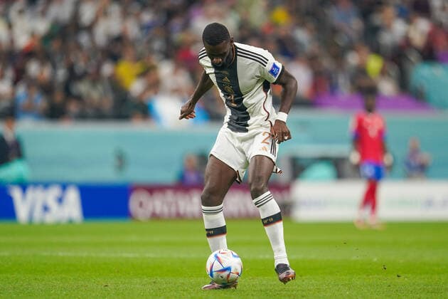December 1, 2022, Doha, Al Khor, Qatar, Qatar: AL KHOR, QATAR - DECEMBER 1: Player of Germany Antonio Rudiger controls the ball during the FIFA World Cup, WM, Weltmeisterschaft, Fussball Qatar 2022 group E match between Costa Rica and Germany at Al Bayt Stadium on December 1, 2022 in Doha, Qatar. Doha Qatar - ZUMAp175 20221201_zsa_p175_073 Copyright: xFlorenciaxTanxJunx