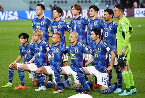 Russia Soccer World Cup Japan - Spain 8329381 01.12.2022 Japan s players pose for a photo before the Qatar 2022 World Cup Group E soccer match between Japan and Spain, in Doha, Qatar. Grigory Sysoev Sputnik Doha Qatar  Copyright: xGrigoryxSysoevx
