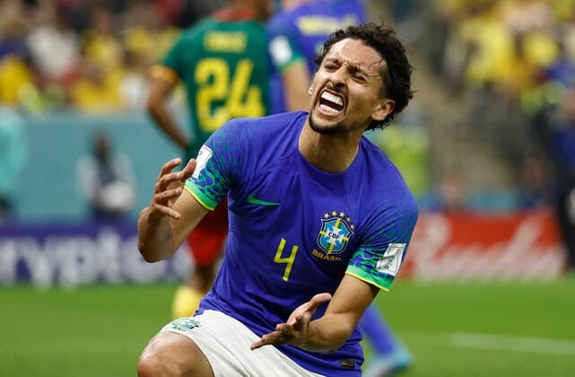 Sport Bilder des Tages Marquinhos from Brazil reacts today, in a group stage match of the Qatar 2022 Soccer World Cup between Cameroon and Brazil at the Lusail stadium, Qatar 02 December 2022. Soccer World Cup 2022: Cameroon - Brazil !ACHTUNG: NUR REDAKTIONELLE NUTZUNG!  Copyright: xJosexMendezx GR5562 20221202-4fec0a52825fff70169d9c6b30d61c880fde7fad