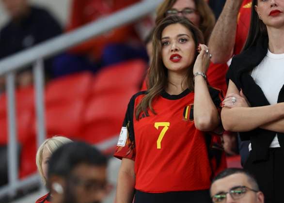 Football - 2022 FIFA World Cup, WM, Weltmeisterschaft, Fussball Qatar - Group F - Round Three - Croatia vs Belgium - Ahmed Ali Bin Stadium, Ar Rayyan - Thursday 1st December 2022 Michele Lacroix, wife of Kevin De Bruyne is seen 
