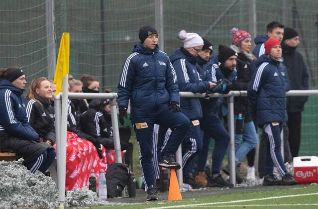 Fussball, Frauen, Saison 2022 2023, Regionalliga Nordost (12. Spieltag), SV Blau-Weiss Hohen Neuendorf - 1. FC Union Berlin, Trainerin Ailien Poese (1. FC Union Berlin), 04.12. 2022, Copyright: xSebastianxRäppold MatthiasxKochx