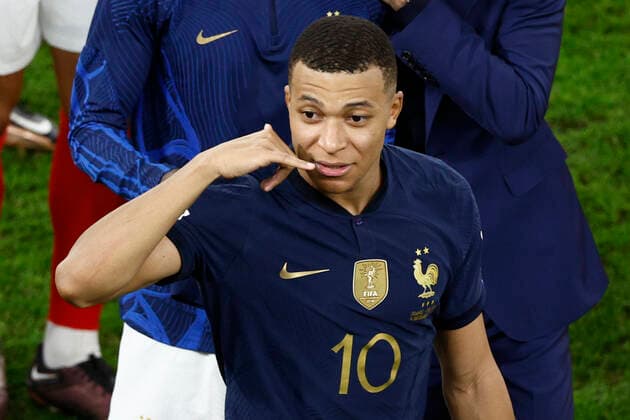 Kylian Mbappe of France reacts after the FIFA round 16 soccer match between France and Poland at Al Thumama a stadium in Doha, Qatar, 04 December 2022. World Cup 2022: France vs. Poland !ACHTUNG: NUR REDAKTIONELLE NUTZUNG!  Copyright: xRodrigoxJiménezx GR7188 20221204-b17c555da4171e873449aa1915f48e20e8d28909