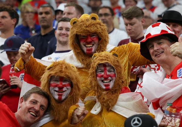 Football - 2022 FIFA World Cup, WM, Weltmeisterschaft, Fussball Qatar - Round Sixteen - England vs Senegal - Al Bayt Stadium, Al Khor - Sunday 4th December 2022 Fans are seen before the game 