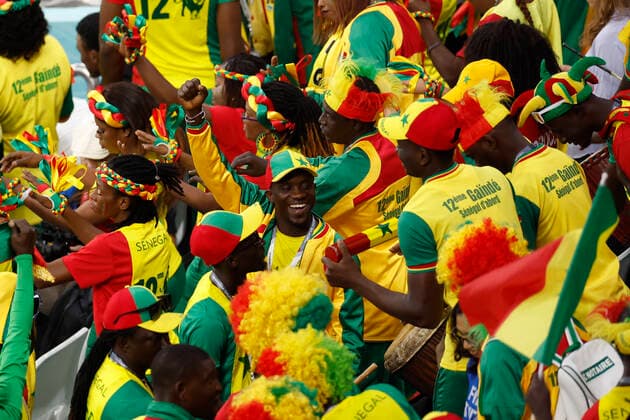 Fans of Senegal attend the FIFA World Cup, WM, Weltmeisterschaft, Fussball round 16 soccer match between England and Senegal at Al Bayt stadium in Al Khor, Qatar, 04 December 2022. World Cup 2022: England vs. Senegal !ACHTUNG: NUR REDAKTIONELLE NUTZUNG!  Copyright: xJUANxIGNACIOxRONCORONIx GR7269 20221204-4ec82b1b098965a39d1e397f55f41966dd53e191