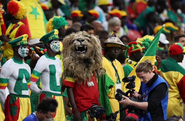 Football - 2022 FIFA World Cup, WM, Weltmeisterschaft, Fussball Qatar - Round Sixteen - England vs Senegal - Al Bayt Stadium, Al Khor - Sunday 4th December 2022 Fans are seen before the game 