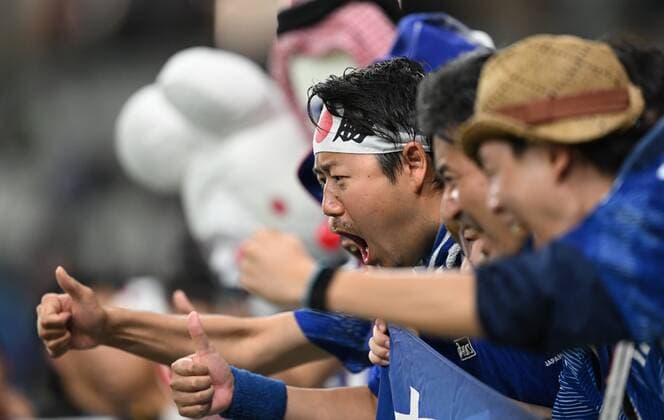 Qatar Soccer World Cup Japan - Croatia 8333450 05.12.2022 Japan s fans are seen before the Qatar 2022 World Cup Round of 8 soccer match between Japan and Croatia at the Al Janoub Stadium, in Al-Wakrah, Qatar. Grigory Sysoev Sputnik Al Wakrah Qatar  Copyright: xGrigoryxSysoevx