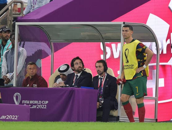 Portugal v Switzerland 2022 FIFA World Cup, WM, Weltmeisterschaft, Fussball Cristiano Ronaldo of Portugal on the touchline during the 2022 FIFA World Cup Round of 16 match at Lusail Stadium, Lusail Content Not Available For UK Newspapers Copyright: xPaulxChestertonx FIL-17785-0144 UK Newspapers OUT