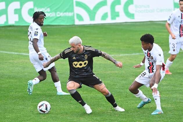 MARCELLA ,SPAIN - DECEMBER 8 : Donnum Aron midfielder of Standard Liege pictured during friendly match Standard v OGC Nice on December 8, 2022 in Marbella,Spain 08 12 2022 ( Winter stage 2022 - Standard v OGC Nice PhotoNews Panoramic 
