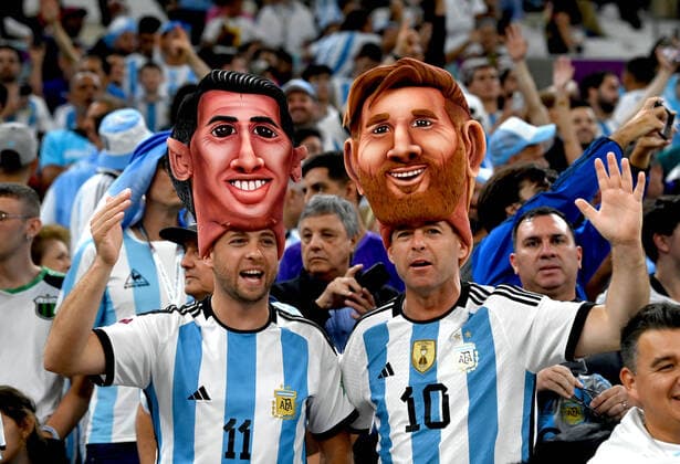 LUSAIL CITY, QATAR - DECEMBER 09: Fans of Argentina ,during the FIFA World Cup, WM, Weltmeisterschaft, Fussball Qatar 2022 quarter final match between Netherlands and Argentina at Lusail Stadium on December 9, 2022 in Lusail City, Qatar. WCS 