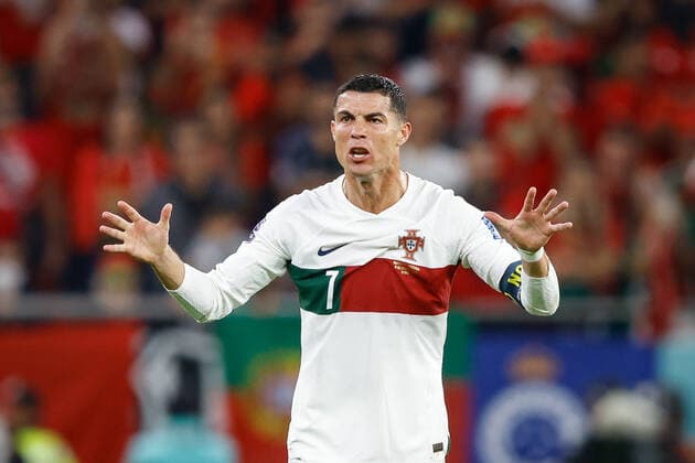 morocco vs portugal DOHA, CA - 10.12.2022: MOROCCO VS PORTUGAL - CRISTIANO RONALDO of Portugal during the match between Morocco and Portugal, valid for the quarterfinals of the World Cup, held at the Al Thumama Stadium in Doha, Qatar. (Photo: Rodolfo Buhrer La Imagem Fotoarena) x2308618x  RodolfoxBuhrer