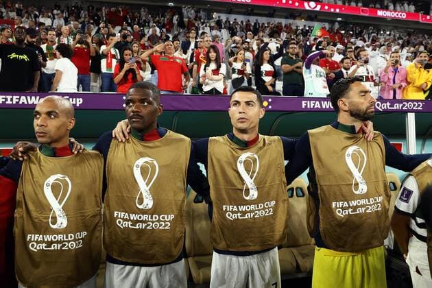 DOHA - Cristiano Ronaldo of Portugal during the FIFA World Cup, WM, Weltmeisterschaft, Fussball Qatar 2022 quarterfinal match between Morocco and Portugal at Al Thumama Stadium on December 10, 2022 in Doha, Qatar. ANP KOEN VAN WEEL FIFA World Cup Qatar 2022 2022 xVIxANPxSportx xxANPxIVx *** DOHA Cristiano Ronaldo of Portugal during the FIFA World Cup Qatar 2022 quarterfinal match between Morocco and Portugal at Al Thumama Stadium on December 10, 2022 in Doha, Qatar ANP KOEN VAN WEEL FIFA World Cup Qatar 2022 2022 xVIxANPxSportx xxANPxIVx 459212032 originalFilename: 459212032.jpg