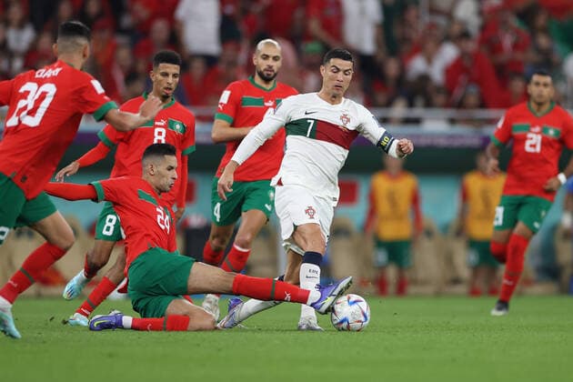 December 10, 2022, DOHA, QATAR: Cristiano Ronaldo A player from Portugal during a match against Morocco valid for the quarterfinals of the FIFA World Cup, WM, Weltmeisterschaft, Fussball at Al-Thumama Stadium in the city of Doha, Qatar, December 10, 2022. DOHA QATAR - ZUMAv122 20221210_zap_v122_100 Copyright: xWilliamxVolcovx