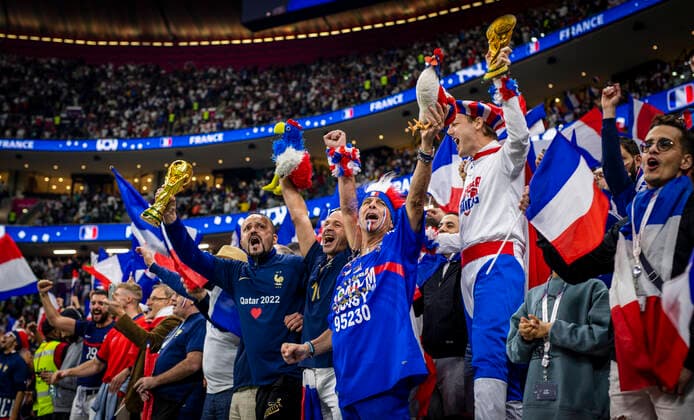 Doha, Qatar. 10th Dec, 2022. French Fans England - France England - Frankreich World Cup 2022 in Qatar 10.12.2022 *** Doha, Qatar 10th Dec, 2022 French Fans England France France World Cup 2022 in Qatar 10 12 2022