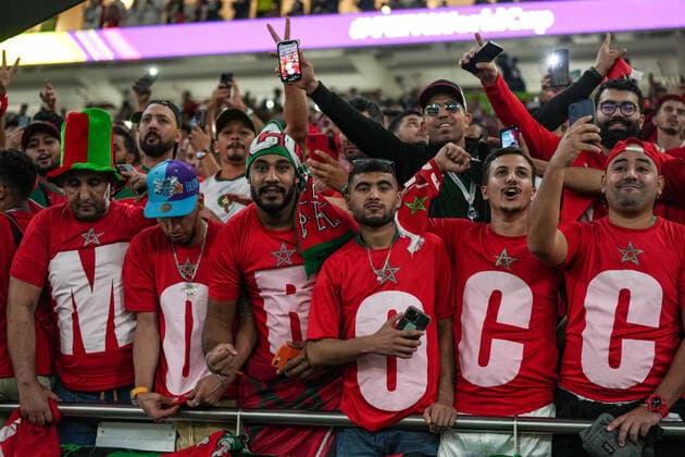 Morocco v Portugal: Quarter Final - FIFA World Cup, WM, Weltmeisterschaft, Fussball Qatar 2022 Fans of team Morocco before the FIFA World Cup Qatar 2022 quarter final match between Morocco and Portugal at Al Thumama Stadium on 10 December 2022 in Doha, Qatar. Doha Qatar  Copyright: xAymanxArefx originalFilename:aref-notitle221210_npkn8.jpg