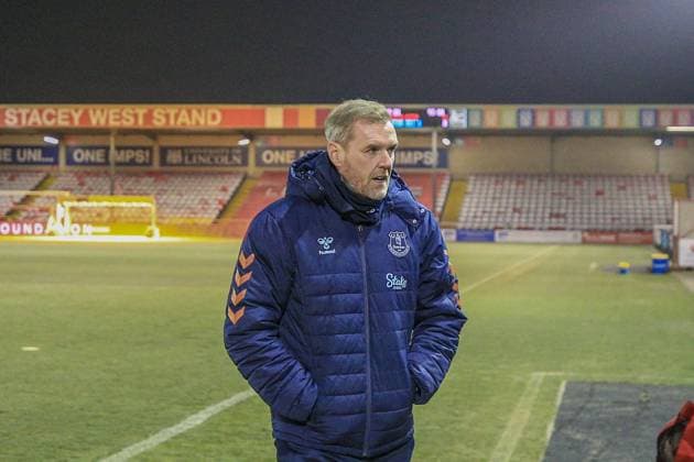 Lincoln City v U21, U 21 Everton EFL Trophy 13 12 2022. Northern Section Paul Tait Everton U21 coach during the EFL Trophy Northern Section Round of 16 match between Lincoln City and U21 Everton at Sincil Bank, Lincoln, United Kingdom on 13 December 2022. Editorial use only DataCo restrictions apply See www.football-dataco.com , Copyright: xJezxTighex PSI-16553-0008