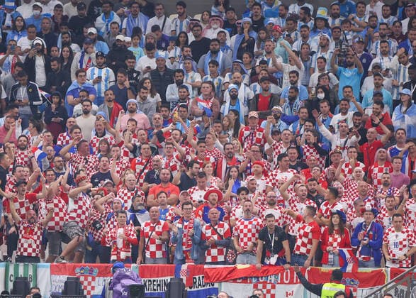 Croatia v Argentina: Semi Final - FIFA World Cup, WM, Weltmeisterschaft, Fussball Qatar 2022 LUSAIL STADIUM, QATAR - DECEMBER 13: Croatian fans during the FIFA World Cup Qatar 2022 semi-final match between Croatia and Argentina at Lusail Stadium on December 13, 2022 in Qatar. IgorxKralj PIXSELL