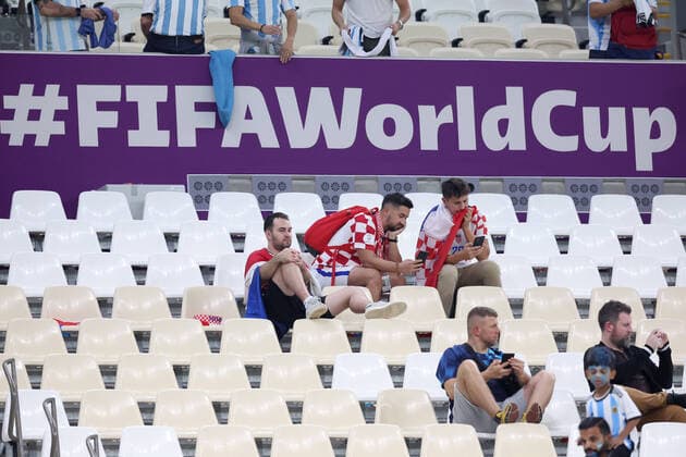 Croatia v Argentina: Semi Final - FIFA World Cup, WM, Weltmeisterschaft, Fussball Qatar 2022 LUSAIL STADIUM, QATAR - DECEMBER 13: Croatian fans dissapointed after the FIFA World Cup Qatar 2022 semi-final match between Croatia and Argentina at Lusail Stadium on December 13, 2022 in Qatar. GoranxStanzl PIXSELL