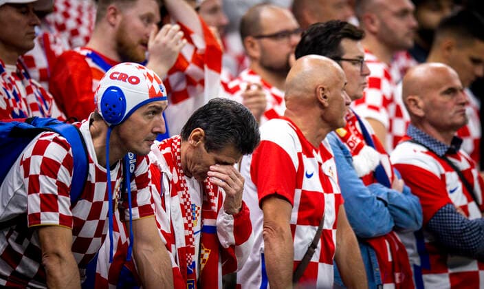 Doha, Qatar. 13th Dec, 2022. Fans of Croatia Argentina - Croatia Argentinien - Kroatien World Cup 2022 in Qatar 13.12.2022 *** Doha, Qatar 13th Dec, 2022 Fans of Croatia Argentina Argentina Croatia World Cup 2022 in Qatar 13 12 2022