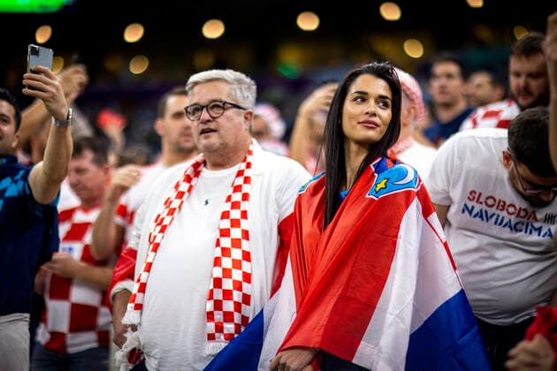 Doha, Qatar. 13th Dec, 2022. Fans of Croatia Argentina - Croatia Argentinien - Kroatien World Cup 2022 in Qatar 13.12.2022 *** Doha, Qatar 13th Dec, 2022 Fans of Croatia Argentina Argentina Croatia World Cup 2022 in Qatar 13 12 2022