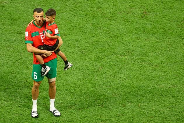 Mandatory Credit: Photo by Kieran McManus Shutterstock (13661836cp) Romain Saiss of Morocco at the end of the match France v Morocco, FIFA World Cup, WM, Weltmeisterschaft, Fussball 2022, Semi Final, Football, Al Bayt Stadium, Al Khor, Qatar - 14 Dec 2022 Editorial Use Only France v Morocco, FIFA World Cup 2022, Semi Final, Football, Al Bayt Stadium, Al Khor, Qatar - 14 Dec 2022 Editorial Use Only  Copyright: xKieranxMcManus Shutterstockx 13661836cp