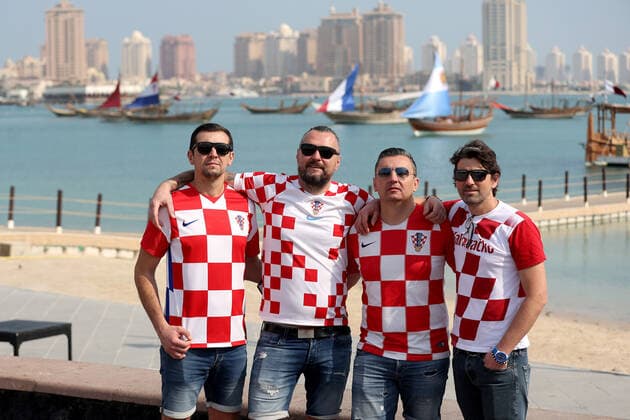 Croatia fans at Katara beach Supporters of Croatia are seen prior FIFA World Cup, WM, Weltmeisterschaft, Fussball Qatar 2022 bronze medal match between Croatia and Morocco at Katara beach in Doha, Qatar on December 17, 2022. IgorxKralj PIXSELL