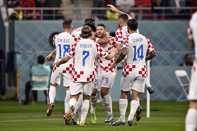 Foto LaPresse - Fabio Ferrari 17 Dicembre 2022 Doha, Qatar - Calcio - Qatar 2022 - Coppa del Mondo Fifa - Finale 3 4 posto - Croazia v Marocco - Khalifa International Stadium. Nella foto: esultanza GVARDIOL Josko (CRO) dopo il gol 1-0 December 17, 2022 Doha, Qatar - sport Soccer - Qatar 2022- FIFA World Cup, WM, Weltmeisterschaft, Fussball - FInal 3 4 place - Croatia v Morocco - Khalifa Interantional Stadium. In the pic: GVARDIOL Josko (CRO) celebrates after goal 1-0  Copyright: xFabioxFerrari LaPresse FerrariFax