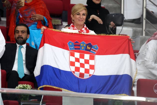 Croatia v Morocco: 3rd Place - FIFA World Cup, WM, Weltmeisterschaft, Fussball Qatar 2022 DOHA, QATAR - DECEMBER 17: Former president of Croatia Kolinda Grabar Kitarovic during the FIFA World Cup Qatar 2022 3rd Place match between Croatia and Morocco at Khalifa International Stadium on December 17, 2022 in Doha, Qatar. Pixsell MBxMedia