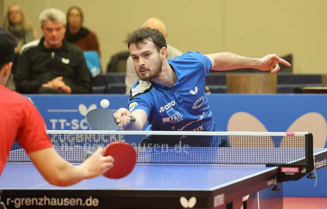 Samuel Walker (Grenzau), TTC Zugbruecke Grenzau - PSV Borussia Duesseldorf,, 10. Spieltag, Tischtennis-Bundesliga-Herren, 18.12.2022, TTC Zugrbuecke Grenzau - PSV Borussia Duesseldorf,, 10. Spieltag, Tischtennis-Bundesliga-Herren, 18.12.2022, Foto: EIBNER Joerg Niebergall Hoehr-Grenzhausen