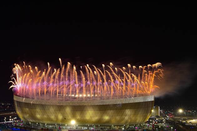 RECORD DATE NOT STATED FIFA World Cup, WM, Weltmeisterschaft, Fussball Qatar 2022 Argentina vs France Final Fireworks during the game Argentina vs France, corresponding to the great final of the FIFA World Cup Qatar 2022, at Lusail Stadium, Lusail, Doha, on December 18, 2022. <br><br> Pirotecnia durante el partido Argentina vs Francia, correspondiente a la gran final de la Copa Mundial de la FIFA Catar 2022, en el Estadio Lusail, Lusail, Doha, el 18 de Diciembre de 2022 LUSAIL DOHA QATAR  Copyright: xAdrianxMaciasx 20221218_11888