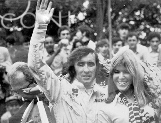 Jackie Stewart, with his wife Helen, wearing the laurel wreath of victory in the Italian Grand Prix at Monza.The win gave Stewart the 1969 world driving championship. 7th September 1969. Great Britain  Copyright: xTopFotox 0015264