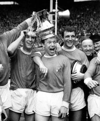 1963 FA Cup Final 1963 FA Cup Final Manchester United, ManU v Leicester City Pat Crerand, Albert Quixall and David Herd, who scored two of United s goals celebrate winning the FA Cuyp. 25th May 1963. Great Britain  Copyright: xTopFotox 0144799