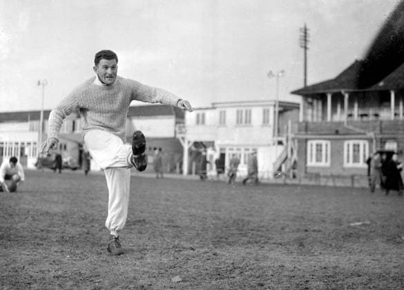 Jean Prat Jean Prat, of the French Rugby team, in preparation at Richmond in Surrey for the International Rugby match between France and England at Twickenham. 23 February 1951 Great Britain  Copyright: xTopFotox 0624522