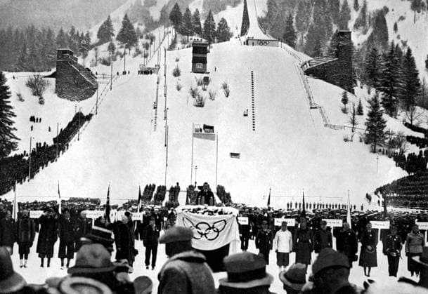 1936 Winter Olympics 1936 Winter Olympic Games, Olympische Spiele, Olympia, OS Garmisch - Partenkirchen, Germany Dr. Karl Ritter von Halt, the President of the Winter Olympic Committee addresses competitors of the 28 competing nations. 6 February 1936 TopFoto Germany  Copyright: xTopFotox 0947294