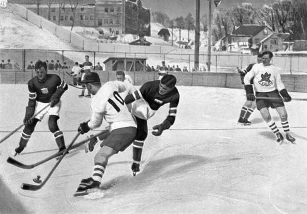Lake Placid, 1932. II Olympic Winter games, Winterspiele,Spiele, Summer games Ice hockey, Eishockey Canada vs USA  Copyright: xTopFotox 1136271