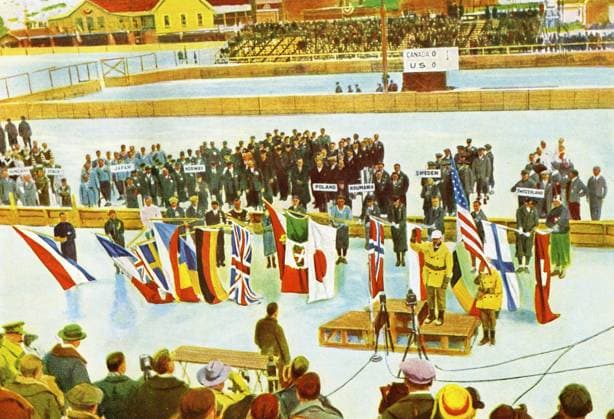 Olympics 1932 Admiral Byrd takes the Olympic Oath at Lake Placid at the winter Olympics 1932 officially known as the Games of the X Olympiad United States  Copyright: xTopFotox 1136279