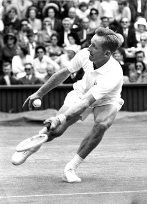 Rod Laver Rod Laver (Australia) photographed in play during his match against Martin Mulligan (Australia) in the finals of the Men s singles on the Centre Court at Wimbledon Rod Laver won . 6th July 1962 United Kingdom England  Copyright: xTopFotox 1285961