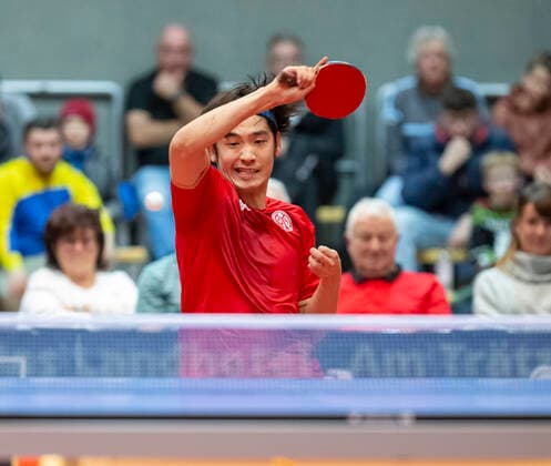 22.12.2022, xomx Tischtennis Bundesliga TTC RhönSprudel Fulda-Maberzell - 1. FSV Mainz 05 Bild: Spiel 2: Fan Bo Meng - Yuto Muramatsu