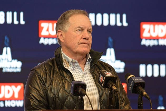 FOXBOROUGH, MA - DECEMBER 24: New England Patriots head coach Bill Belichick answers questions during the press conference, PK, Pressekonferenz following a game between the New England Patriots and the Cincinnati Bengals on December 24, 2022, at Gillette Stadium in Foxborough, Massachusetts. The Bengals defeated the Patriots 22-18. (Photo by Erica Denhoff Icon Sportswire) NFL, American Football Herren, USA DEC 24 Bengals at Patriots Icon221224009