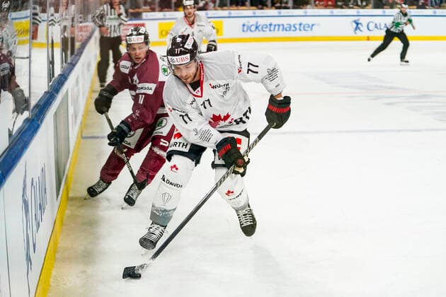 DAVOS, SWITZERLAND - DECEMBER 26: Colton Sceviour of Team Canada in action during the match between HC Sparta Praha and Team Canada at Hockey Club Davos on December 26, 2022 in Davos, Switzerland. Davos Graubunden Switzerland Copyright: xJustPictures.ch JarixPestelaccix